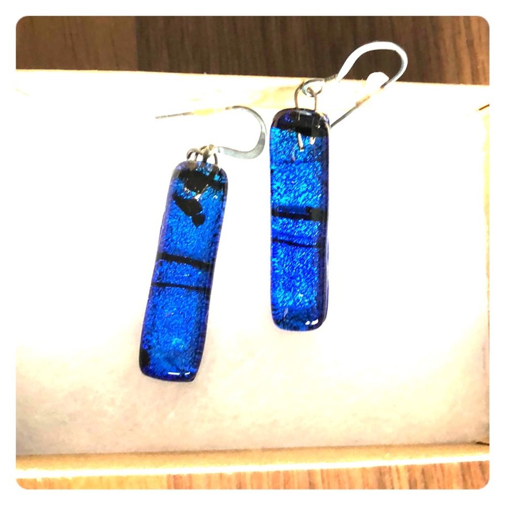 Handmade blue glass earrings